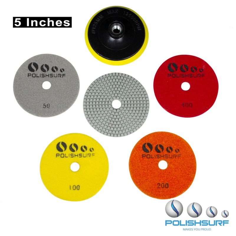 5 Inch Diamond Concrete Polishing Pads Wet Dry Set for