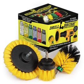 Drill Brush Power Scrubber by Useful Products – 3 Piece Yellow Bathroom Accessories Cleaning Set - Drill Brush Set for Cleaning Tile and Grout - Shower Cleaning Supplies - Drillbrush Shower Cleaner