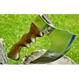 Viking Pizza Cutter Axe ll Viking Butcher Cleaver Knife with Wooden Handle - Ultra-Sharp Steel Axe Blade & Leather Sheath and Functional Kitchen Tool