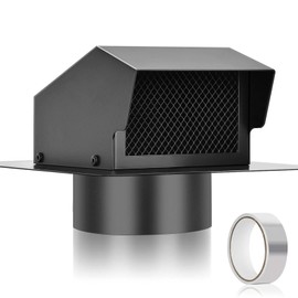 Trivd Frol 6 Inch Roof Vent Cap, Heavy Duty Galvanized Steel Removable Roof Exhaust Vents for Houses, Home Ventilation System with Damper, Black