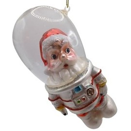 OnHoliday Glass Santa Astronaut in Dome Helmet Hanging Christmas Tree Ornament