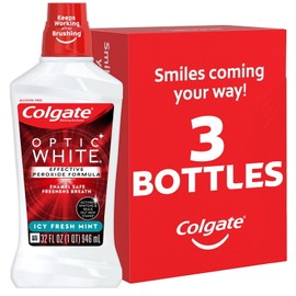 Colgate Optic White Whitening Mouthwash, Fresh Mint, 32 oz [3-Pack]
