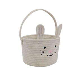 AIXXCUVQ Cotton Easter Rabbit Ears Peters S Easter Basket With Bunny Delightful Easter Celebration S And Years Easter Basket, White