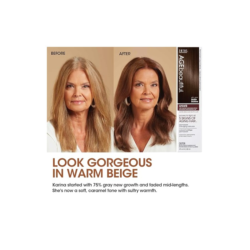 AGEbeautiful - Tinte permanente para el cabello, cobertura 100% de