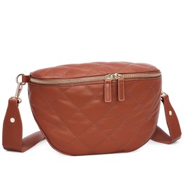 MOLSHINE Women's Quilted Crossbody Bum Bags, Trendy Puffer Belt Sling Bag Shoulder Waist Pack Chest Fanny Pack Purse (Brown)