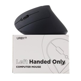 Urby Left Handed Mouse Wireless, Ergonomic, Vertical. Also As Left Handed Gaming Mouse. Compatible with Windows/macOS, Laptop, PC. [Type C & USB] [Battery Included] Black