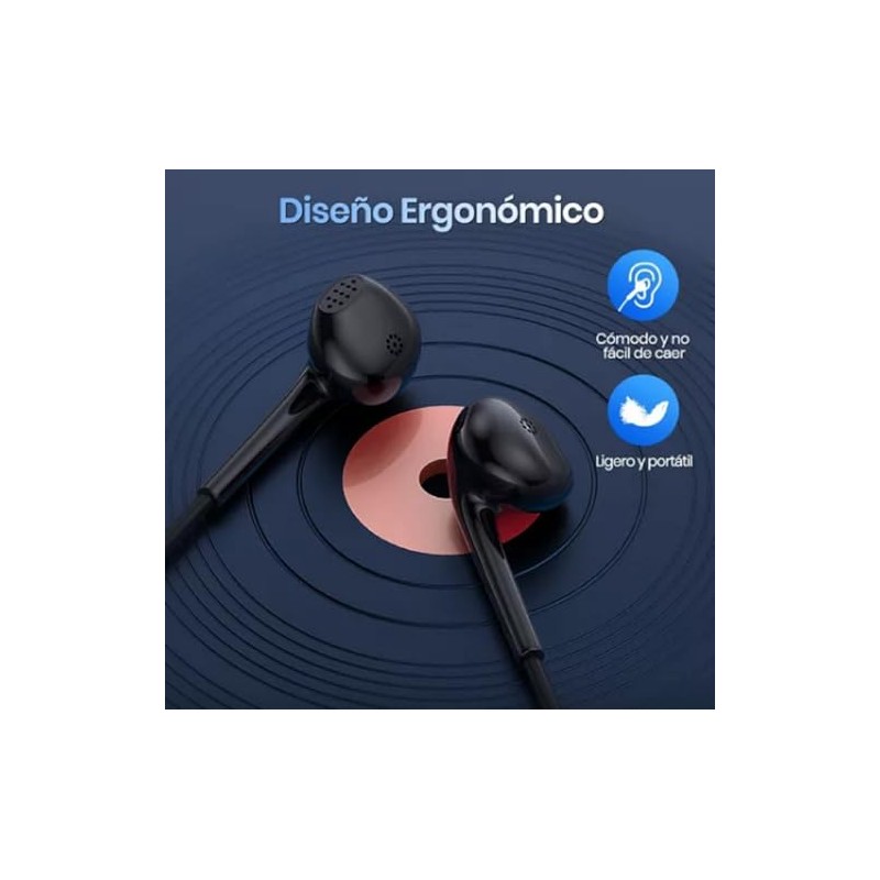Tech Uino Auriculares USB C de 1.2m con Micrófono, Compatibles