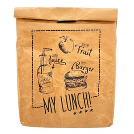 MIK funshopping Lunch Bag, Brown Lunch Bag Insulated Cold or Warm Cooler Bag with Velcro Fastening Thermal Bag (My Lunch)