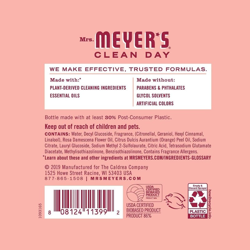 MRS. MEYER'S CLEAN DAY Multi-Surface Everyday Cleaner, Rose Scent, 16