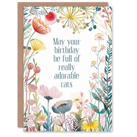 Artery8 Greeting Card Day Full of Adorable Cats Floral Flowers For Her Woman Wife Mum Sister Daughter Birthday Card