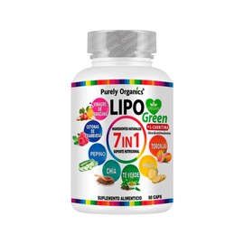 Purely Organics | LipoGreen 7 en 1 | Vinagre de Manzana, L-Carnitina y Extractos Naturales | 90 Cápsulas