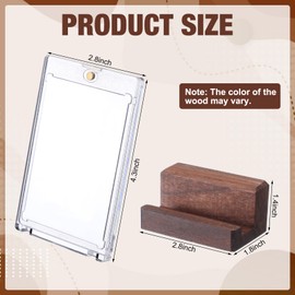 Junkin 3 Set Sport Card Display Walnut Trading Cards Displays Graded Card Display Frame 35pt Magnetic Plastic Cards for Collectors Storage Sports Case and Game