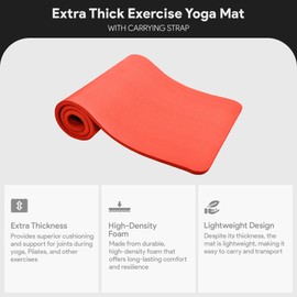 BalanceFrom GoCloud All-Purpose 1-Inch Extra Thick High Density Anti-Tear Exercise Yoga Mat with Carrying Strap (Red)