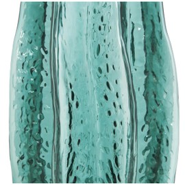 Deco 79 Glass Handmade Decorative Vase Bubble Textured Centerpiece Vase with Wavy Body, Flower Vase for Home Decoration 5" x 5" x 12", Green