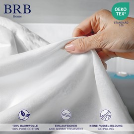 BRB Home Fitted Sheet 90 x 200 cm - 35 cm Deep Pocket 100% Cotton Fitted Sheet Oeko-Tex Certified Bed Sheet Jersey Bedding Duvet Cover for Box Spring Bed Thick Mattresses (White - 90 x 200)