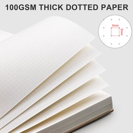 AHGXG Bullet Dotted Journal - Large A4 Notebook Dotted, 8.5''×11'', 320 Pages Dot Grid Notebook, 100gsm Thick Paper, Leather Softcover, with Journal Stencils, Inner Pocket - LightGreen