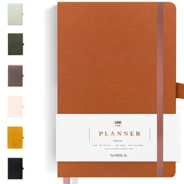 Scribble & Dot® A Daily Planner, Weekly and Monthly Planner 2024 | Achieve Your Goals With This Classic Productivity Planner, A5 size, Hardcover Agenda. Start Anytime (Rust)