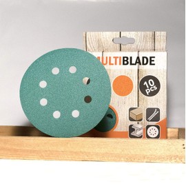 Multiblade Professional Velcro Sanding Discs 125 mm, Pack of 10, Grit 220, 8 Holes, for Wood and Metal, Professional Quality, for Random Orbital Sanders, Rotary Sander