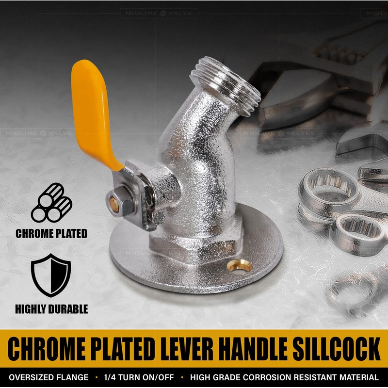 Midline Valve S3538-5 Sillcock Hose Bibb with Oversized Flange; 3/4