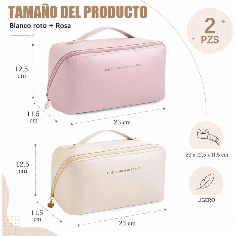 2 Piezas Bolsa de Cosméticos de Viaje, Makeup Bag de