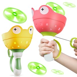 JWDMHSJ Flying Disc Launcher, Pack of 2 Propeller Toy Children, Flying Propeller Disc, Fullware Flying Disc Launcher, with 12 Discs, Propeller Toy for Children from 3 4 5 6 Years