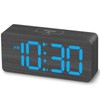 uscce Wooden Digital Alarm Clocks for Bedrooms: Dimmable Dual Alarm