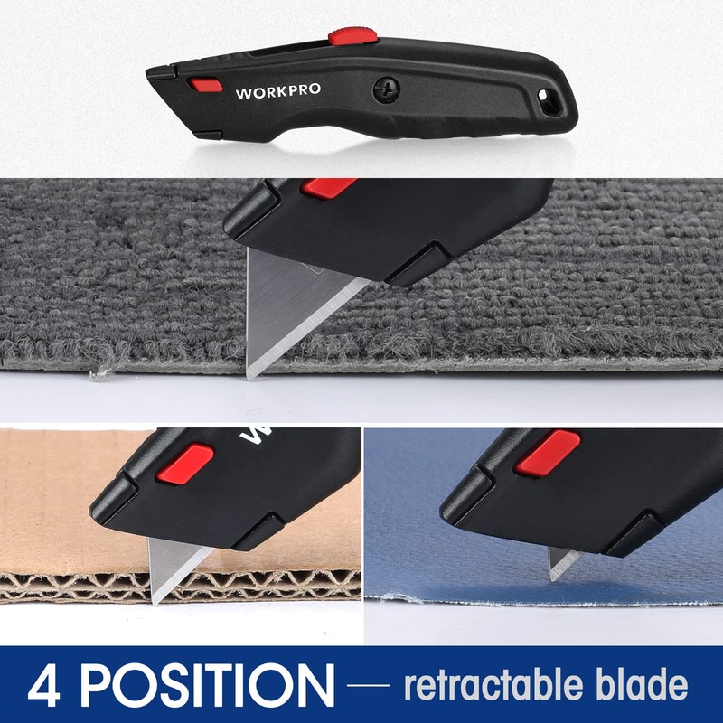 WORKPRO Premium Utility Knife, Retractable All Metal Heavy Duty Box