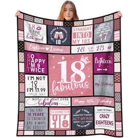 VivaJoy 18th Birthday Gifts for Girls - 18th Birthday Blanket 50"X60", 18th Birthday Decorations for Girl，Happy 18th Birthday Gifts，18 Year Old Girl Birthday Gifts for Daughter Bestie Sister