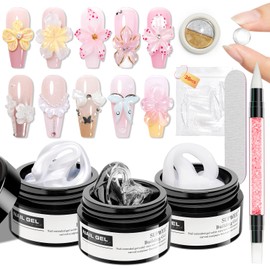 SUPWEE 3d Sculpting Gel for Nail Art Non Stick Hand Hard Gel for Nails Clear White and Pearl White Solid Builder Gels for Nails for Extension Carving Sculpting Beauty Charms for Beignner and Salon DIY
