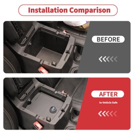 Linskip Console Valuables Safe Compatible with 2018-2024 Jeep Wrangler JL JLU 4XE & 2020-2024 Gladiator JT, for Jeep JL Security Console Insert, Console Gun Safe Vault for Jeep JL Accessories(Black)