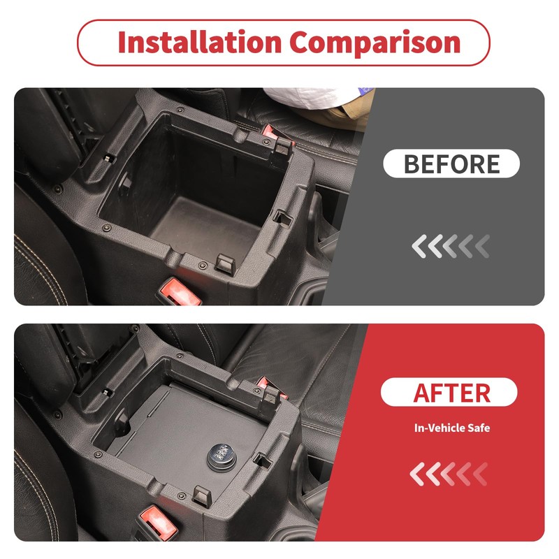 Linskip Console Valuables Safe Compatible with 2018-2024 Jeep Wrangler JL
