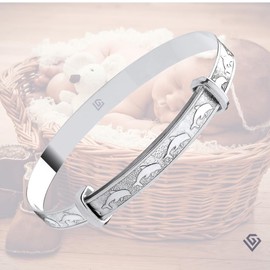 Goldlinks Sterling Silver Baby Bangle – Adjustable Dolphin Baby Bracelet | 925 Hallmarked | Ideal Christening Gift for Boys & Girls | 40–47mm