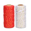 G2PLUS Christmas Coloured String Twine, 200M Red and White Cotton