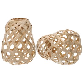 Holibanna Pack of 2 Rattan Lampshade, Mini Basket Lampshade, Small Boho Lampshade, Pendant Light Cover, Lamp Protection, Lamp Cage, Lamp Holder, Ceiling Fan, Light Cover for