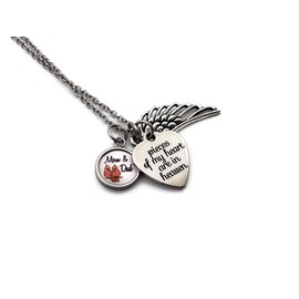 Memorial Jewelry Cardinal Angel Wing Sympathy Necklace - Loss of Parents, 'A Piece of My Heart is in Heaven' Pendant, In Memory of Dad, Loss of Mom
