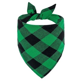 Petitebella Plaid Pet Bandana (Green/Black, Medium)