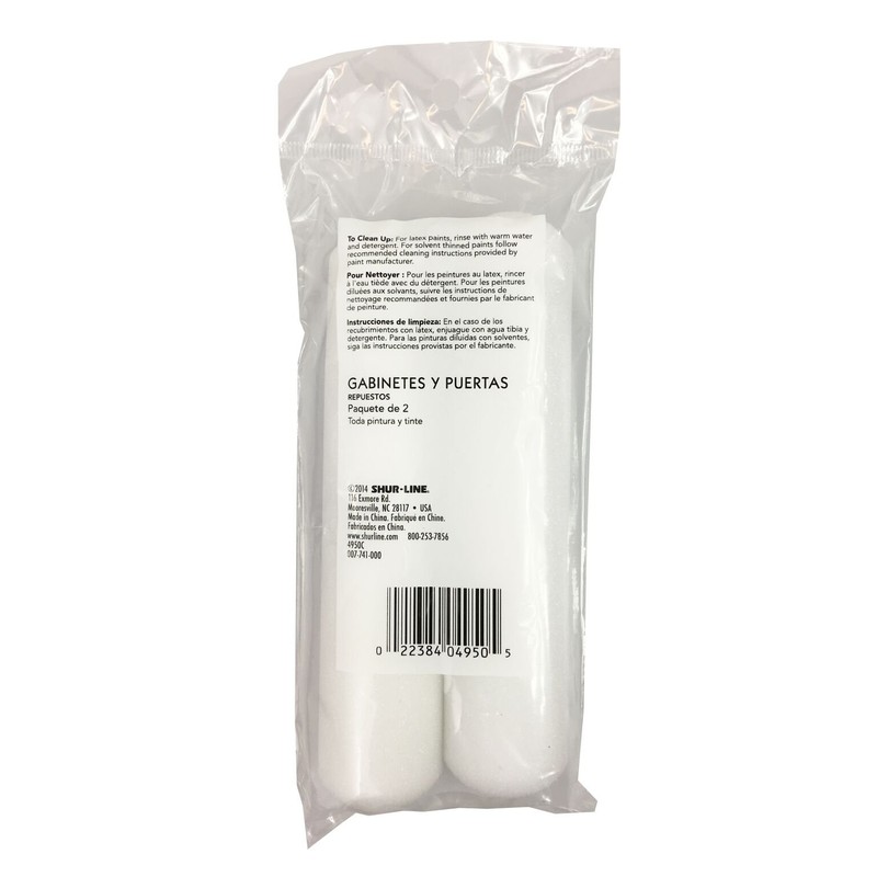 Shur-Line 4950C 6-Inch Foam Mini Roller Cover Refills, 2-Pack