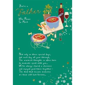 Sentimental Father's Day Card with Food and Wine Design, Special Message for Dad