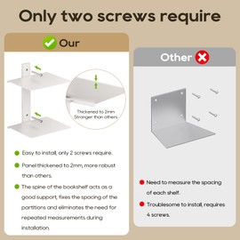 ART-GIFTREE Invisible Floating Bookshelf for Wall, 6 Tier Vertical Spine Book Tower Wall Mounted, Heavy-Duty Metal Book Organizers for Home Office, 3 Pack White