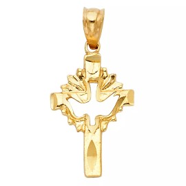 Unbranded 14K Gold Orthodox Cross Dove Vintage Small Pendant Charm For Necklace or Chain