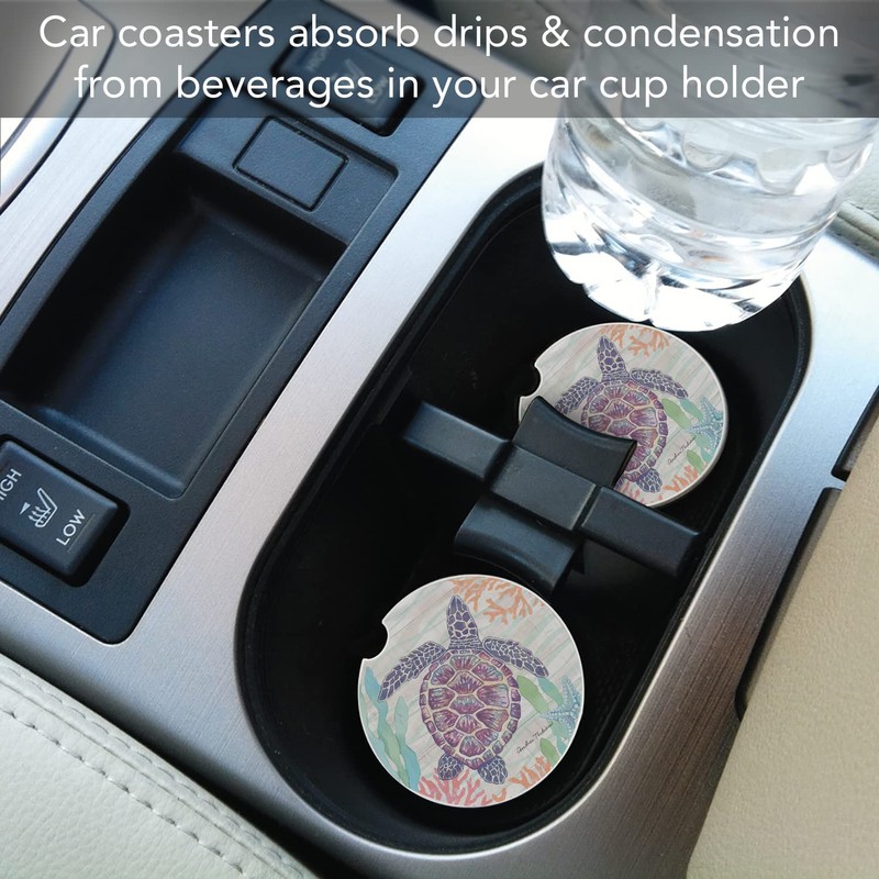 Thirstystone Sea Turtle Single Absorbent Stone Car Coaster 2.6” Diameter