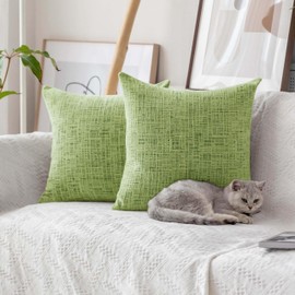 Home Brilliant Chenille Green Apple Cushion Cover for Couch Bed, Durable Luxury Large Sofa Cushions, Thick Textured Cushion Covers 65cm x 65cm Set of 2, Green Apple