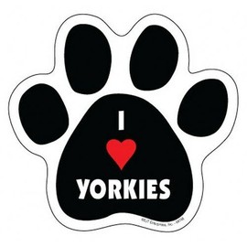 I Heart YORKIES Cute DOG PAW PRINT Fridge Car Magnet 5"x5" Large NEW FREE SHIP