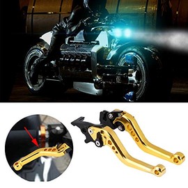 Handle Bars Brake Clutch,Pair of CNC Aluminum Motorcycle Clutch Drum Brake and Clutch levers Lever Handle Fit for Most Motorcycles(Yellow)