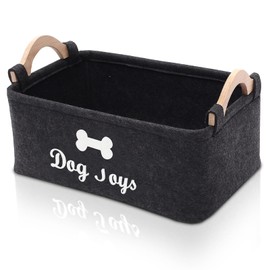 Dog Toy Storage, Foldable Toy Box with Handle, Storage Basket for Dog Toys, Rectangle Storage Box for Organising Pet Toys, Blankets, Leashes, Black