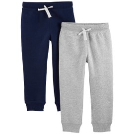 Simple Joys by Carter's Boys' Toddler 2-Pack Pull on Fleece Pants, Gray/Navy, 5T