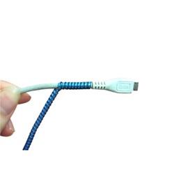 Protector Espiral Estilo Metalico Brillante Cubierta Cable/Protector de Auriculares/Protector Cable de Datos/Funda para Alivio de tensión, 140 cm (Azul Marino)