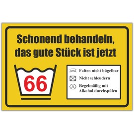 BerpaHome Das gute Stück ist Vierzig - 30 x 20 cm 3 mm Sign - Party Decoration Birthday Gift Idea Birthday Gift 66th Birthday 66 Years Men & Women 66s