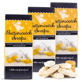 Flathau’s Fine Foods, Gourmet Shortbread Cookies, Handcrafted All Natural Artisan Bites, Southern-Baked Sweet Snaps with a Buttery Finish (Pack of 3, Butterscotch)