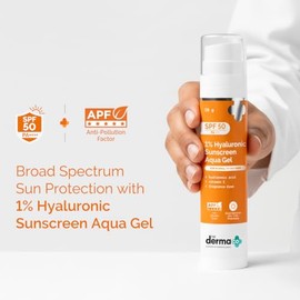 The Derma Co 1% Hyaluronic Sunscreen Aqua Gel with SPF 50 & PA++++ | Broad Spectrum UVA/B & Blue Light Protection | Lightweight & Quick Absorbing with